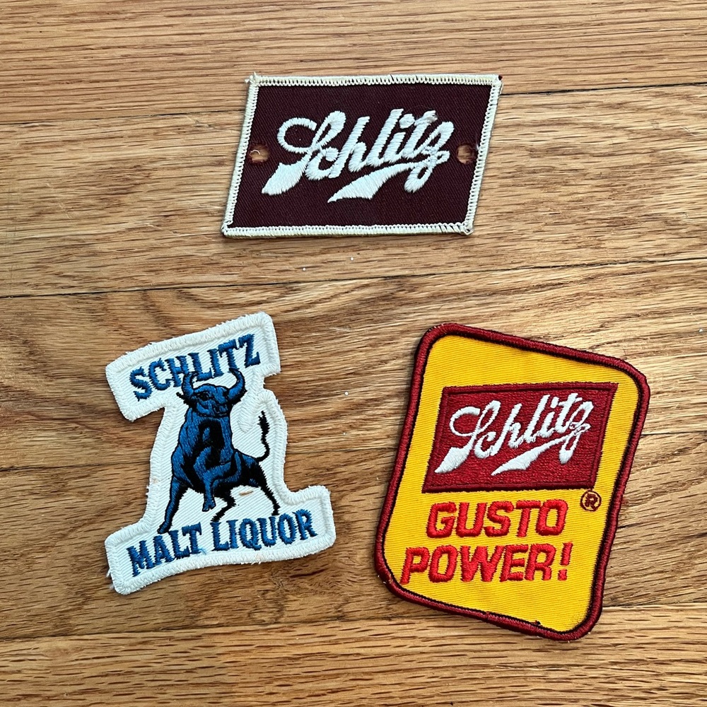 Lot of 3 vintage Schlitz iron on patches